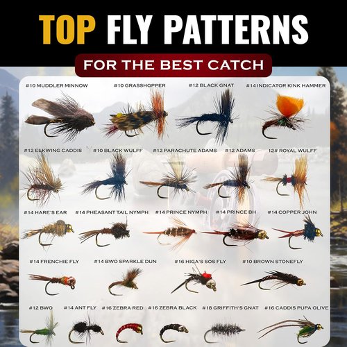 RoxStar Fly Shop | Barbless Trophy Trout Fly Assortment 24pk | Wet & Dry Barbless Flies | Tied in House