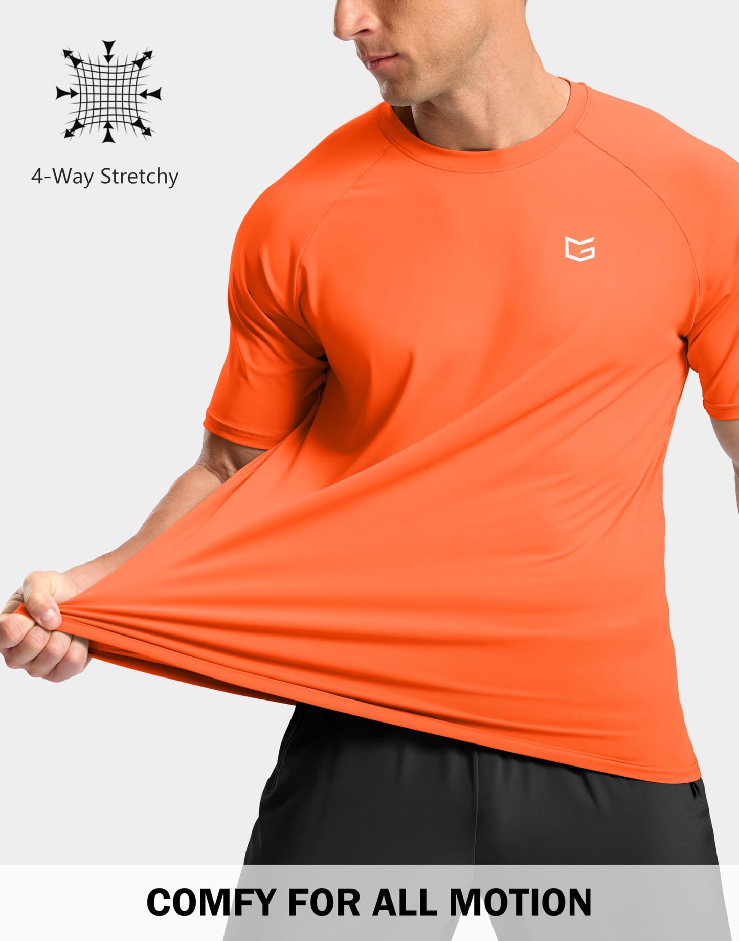 G Gradual Men's Athletic Workout T-Shirts Moisture Wicking Cooling Running Shirts Short Sleeve Performance Tee for Gym Tennis(Orange,L)