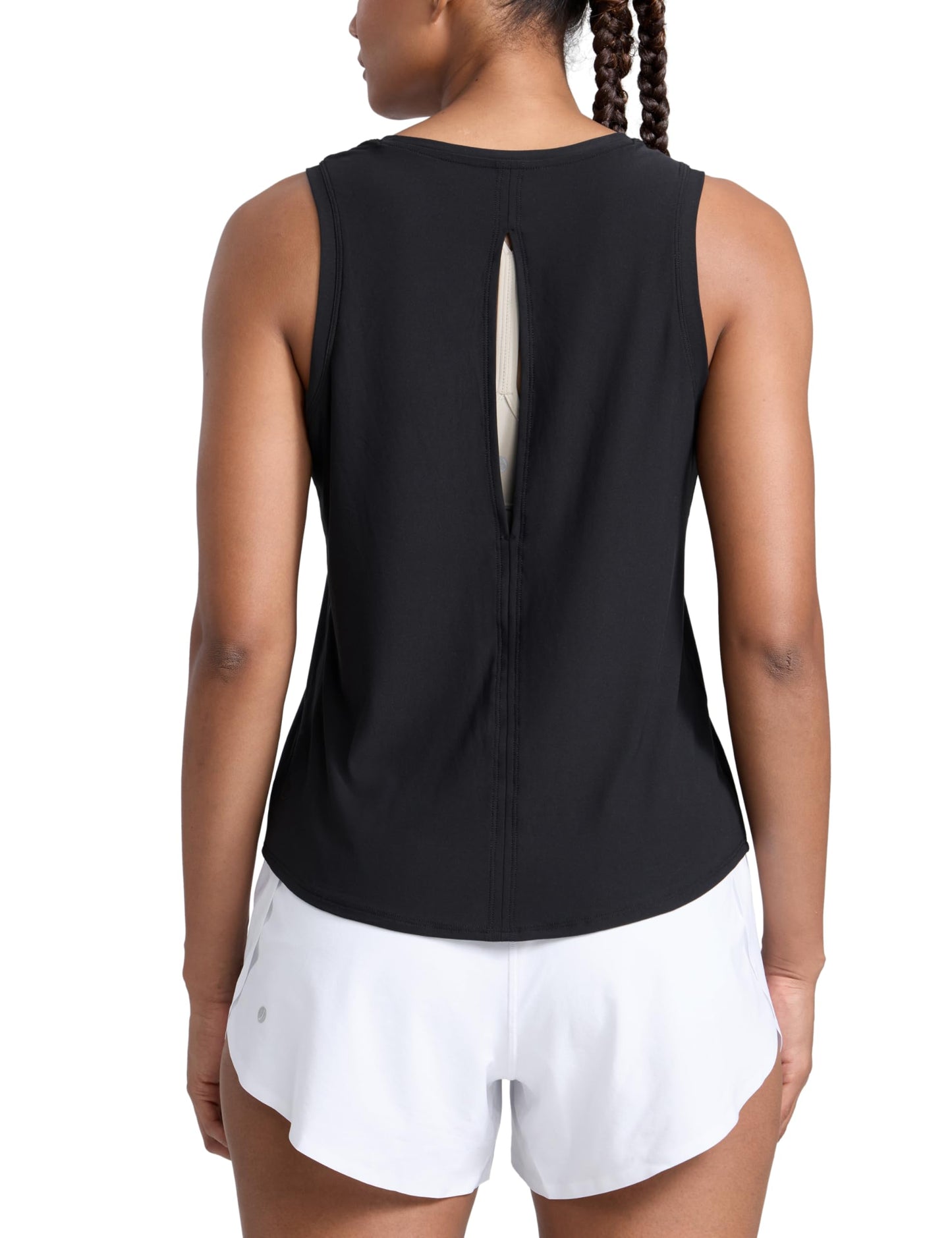CRZ YOGA Cloudweight Open Back Workout Tops for Women Lightweight High Neck Athletic Gym Tank Soft Running Sleeveless Shirts Black Small