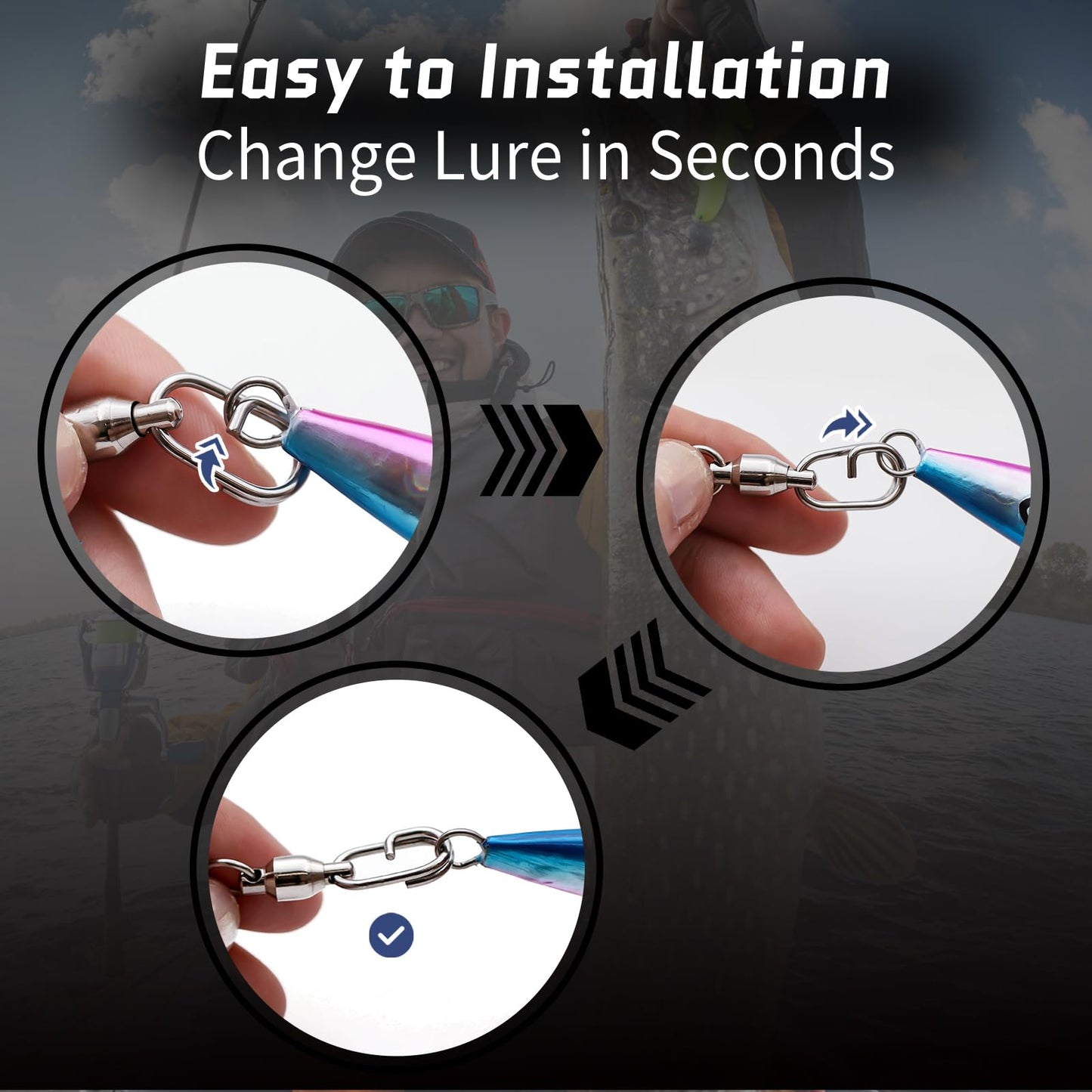 FishTrip Ball Bearing Swivel with Oval Split Rings - 25pcs Snap Swivels Fishing Tackle Saltwater Freshwater (Size 1_41lbs)