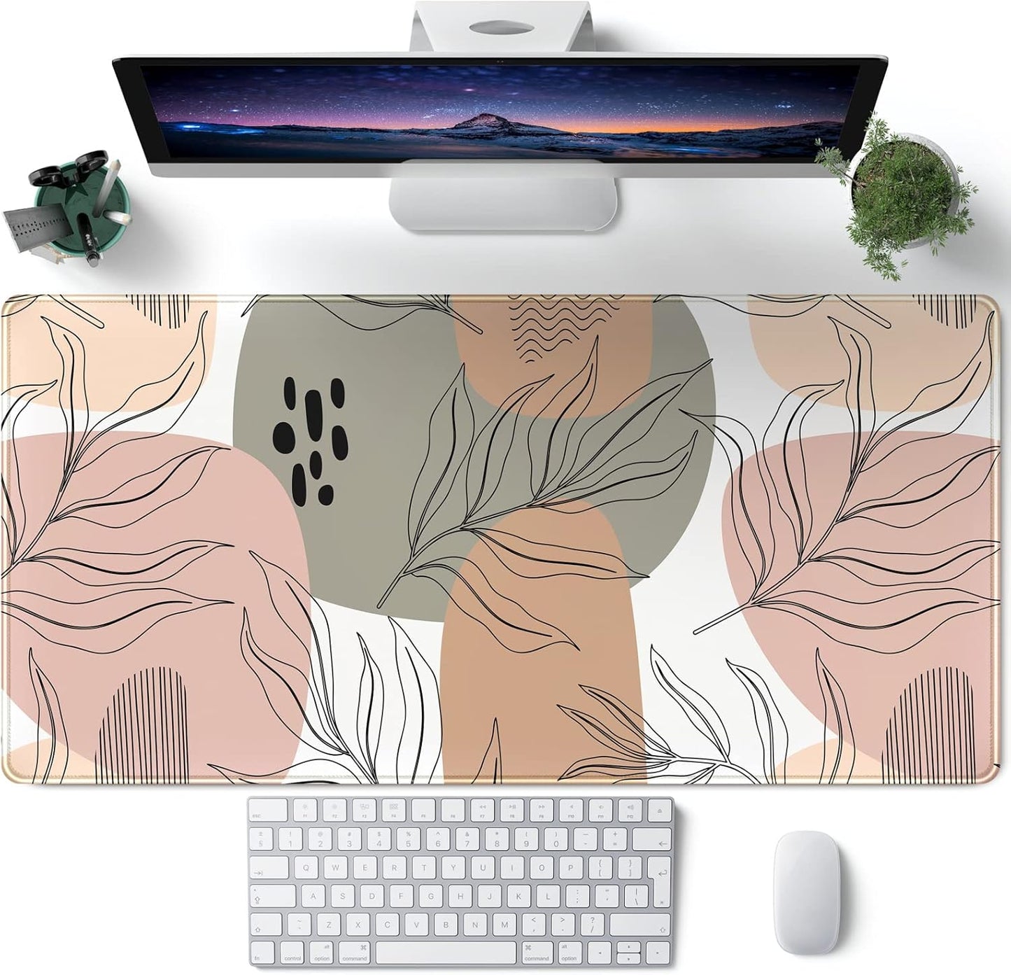 Japanese Desk Mat Riverside Full Moon Desk Pad Black Red Large Mouse Pad Gaming Mousepad Extended XXL Keyboard Pad 31.5 x 15.7 in Laptop Computer Mouse Keyboard Mat for Office Desk Decor
