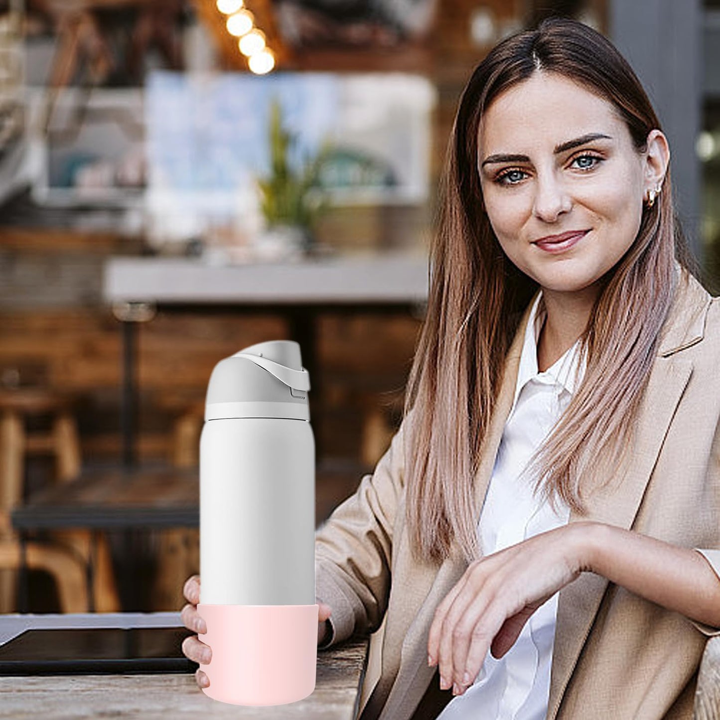 2PCS Silicone Boot for Owala Water Bottle 32oz, Anti-Slip Protective Sleeve for Owala FreeSip/Twist/Flip Stainless Steel Water Bottles (Pink)