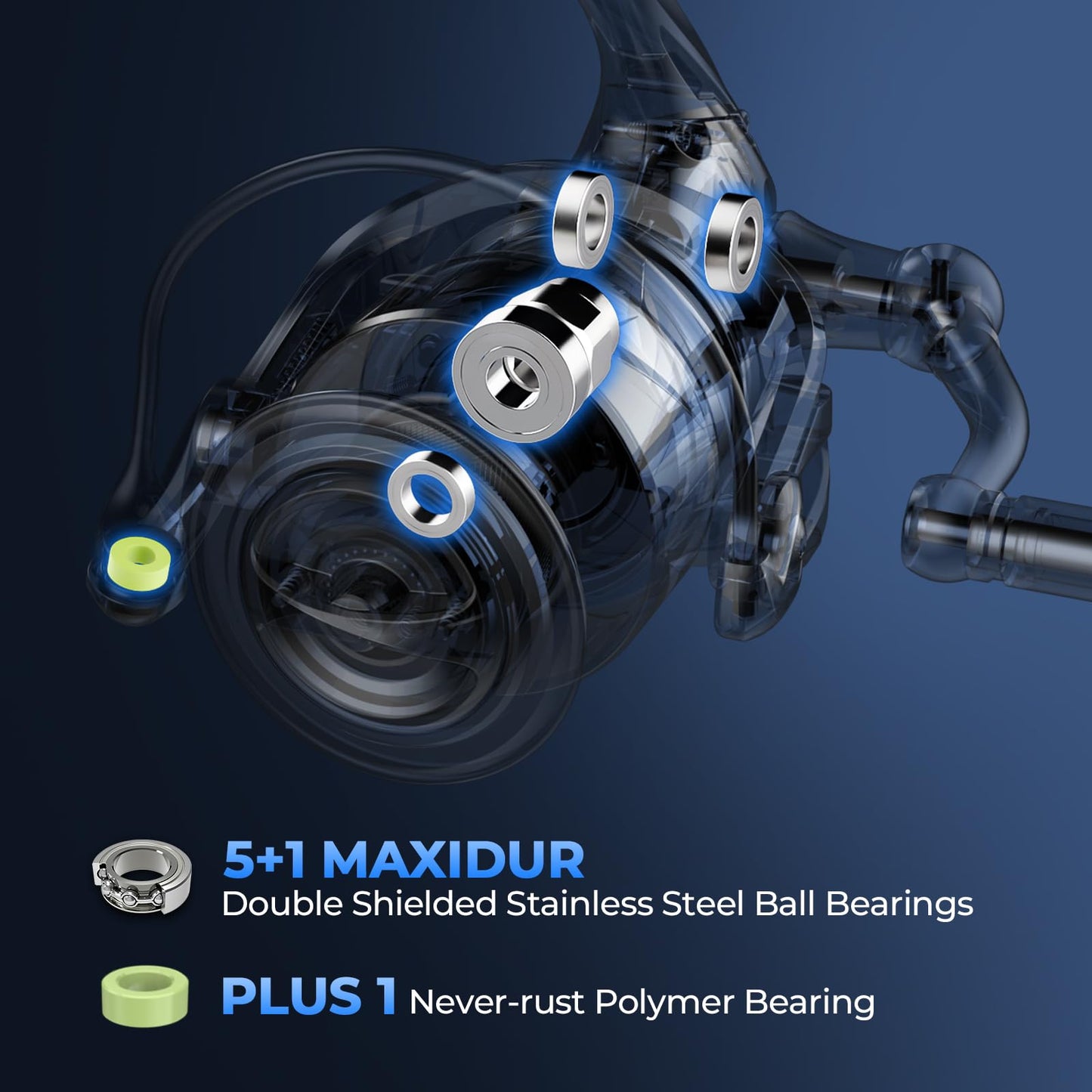 KastKing Rekon Spinning Fishing Reel Combo 8'0" MH 5000 Reel, Dark Grey