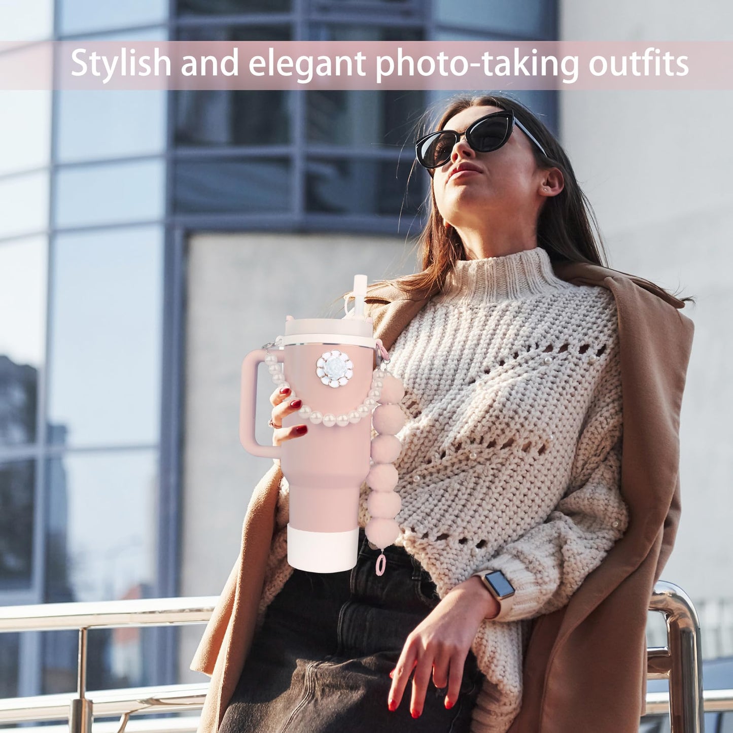 Accessory sets suitable for Stanley Cups contains a water bottle handle strap silicone straw cover silicone cup boot pendant accessory accessories