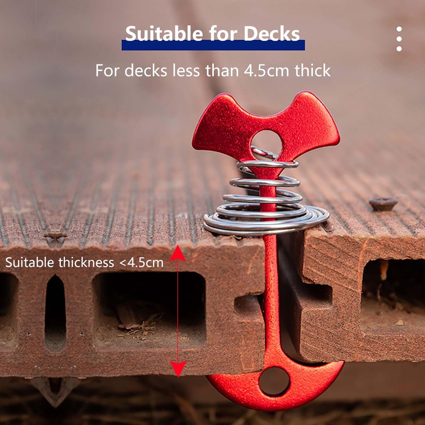 Fishbone Deck Anchor Pegs with Carabiners, Aluminium Tent Stakes with Spring Buckle, Windproof for Outdoor Camping Hiking (10Pcs Black)