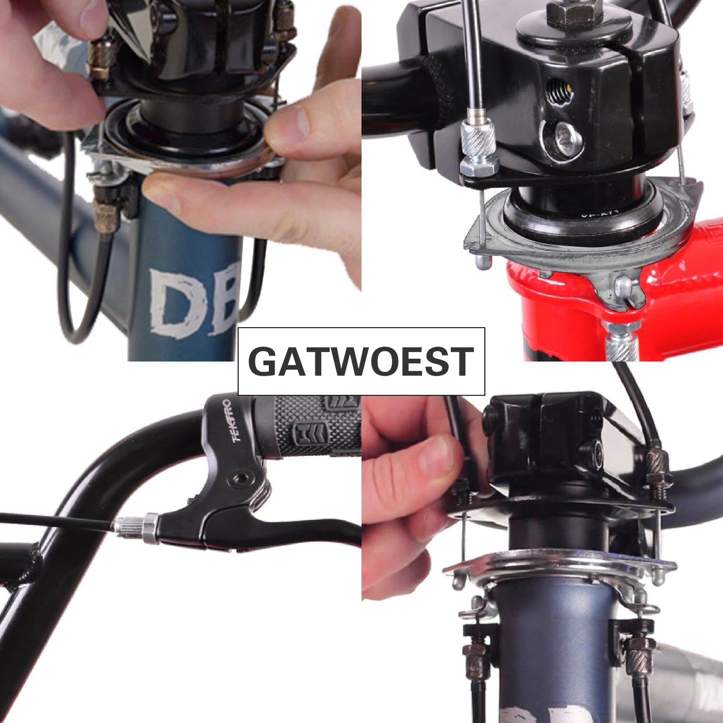 GATWOEST Pro-grade BMX Bike Gyro Brake Cables Front + Rear (Upper + Lower) with Spinner Rotor Full Kit Bmx Bicycle Brake Lines Set Cable Wire&Housing -Stable,Flexible and Long-lasting- Black