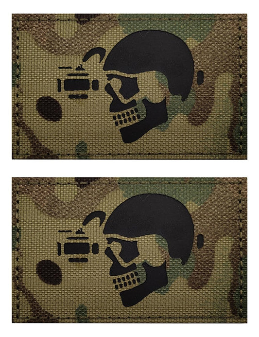 2 PCS AliPlus Night Vision Skull Patches IR Infrared Reflective Patch Laser Cut Patch Tactical Military Morale Patch Hook and Loop