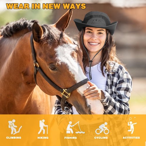 Sun Hat for Women Men UPF 50+ Wide Brim Fishing Hat Waterproofing (US, Alpha, One Size, Dark Grey)