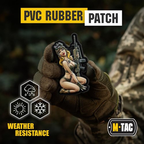 M-Tac Morale Patch Tactical Girl - PVC Tactical Military Patch with Hook Fastener Backing - Patches for Vest, Backpacks, Hats (№5 PVC Olive)