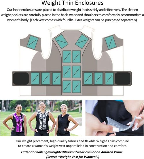 Challenge Weighted Workoutwear Weights - Flexible Thin Weight Inserts for Weighted Vests - Package of 8 Weights (2 lbs Total) - For Cardio, Strength Training, Running, Walking & Everyday Fitness