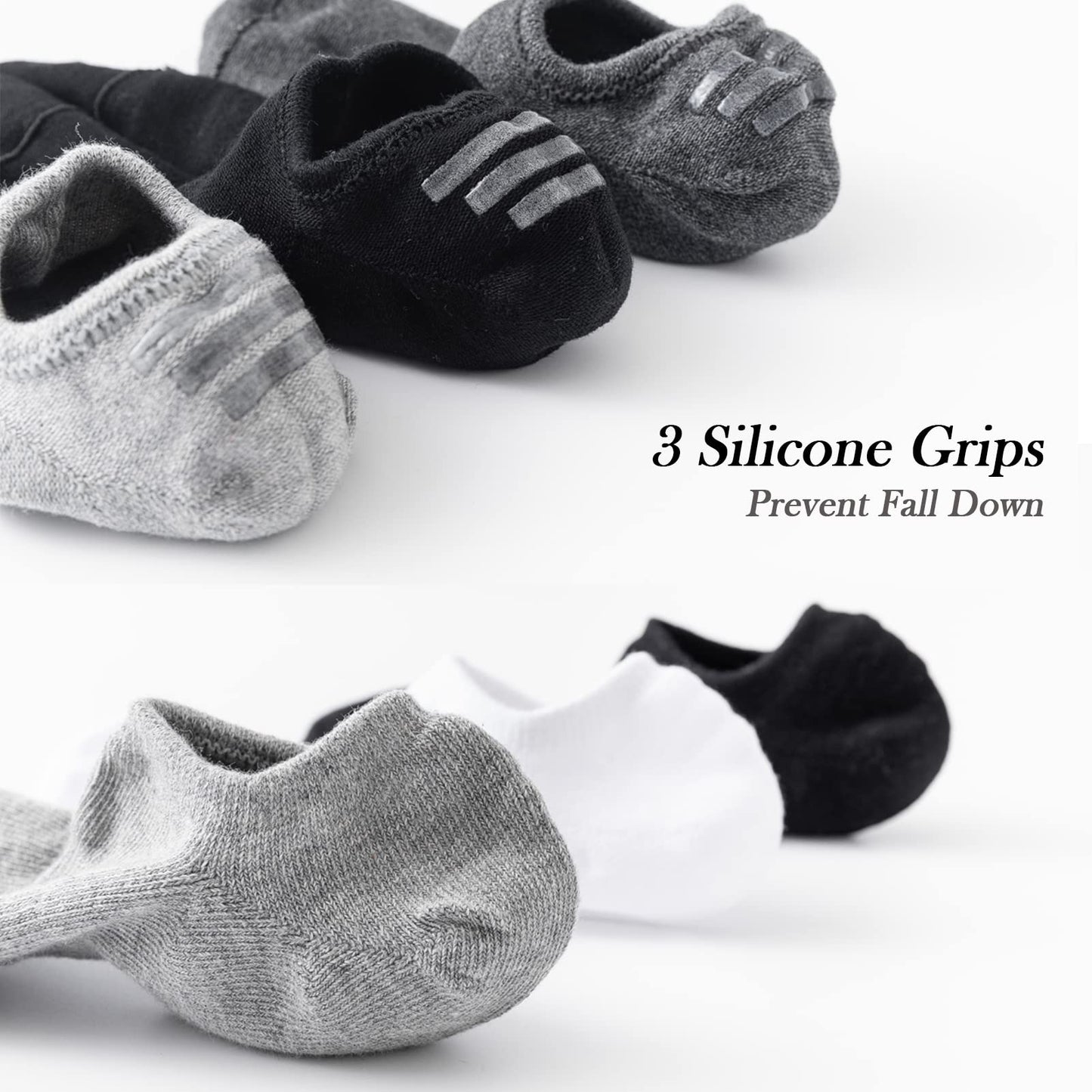 JORMATT 6 Pairs Mens & Women No Show Socks Non-Slip, Athletic Sneaker Cotton Invisible Low Cut Socks for Mens Shoe Size 6-10