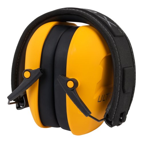 ULTRX NEW Shield Passive Earmuff – Slim Hearing Protection for Shooting, Yardwork, Construction, Woodworking - Yellow