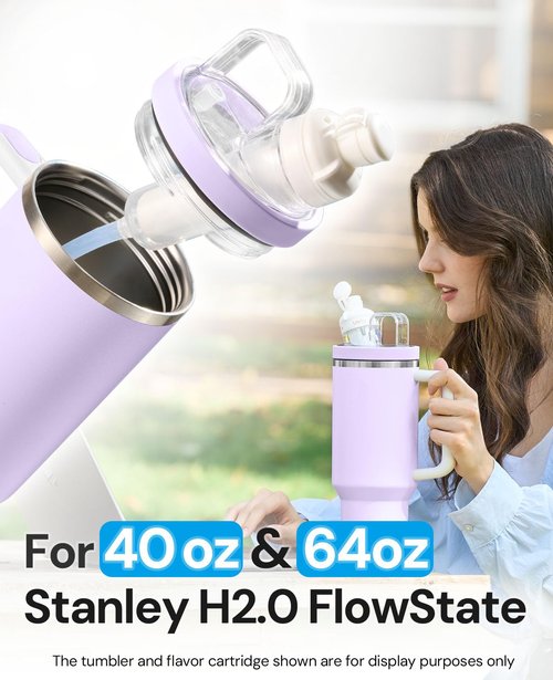 Tumbler Adapter for Stanley Compatible with Flavor Cartridge, Adapter Compatible with Stanley 40oz & 64oz Quencher H2.0 FlowState Tumbler to Flavor Cartridge, Leak Proof BPA Free