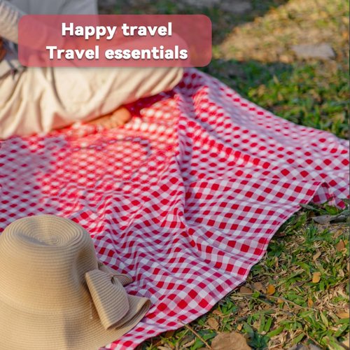 Waterproof Picnic Mat, Portable Camping Mat, Beach Mat, Foldable Waterproof Sand Mat with Straps for Outdoor Camping, Parties, Hiking, Traveling, Family Concerts (Red)