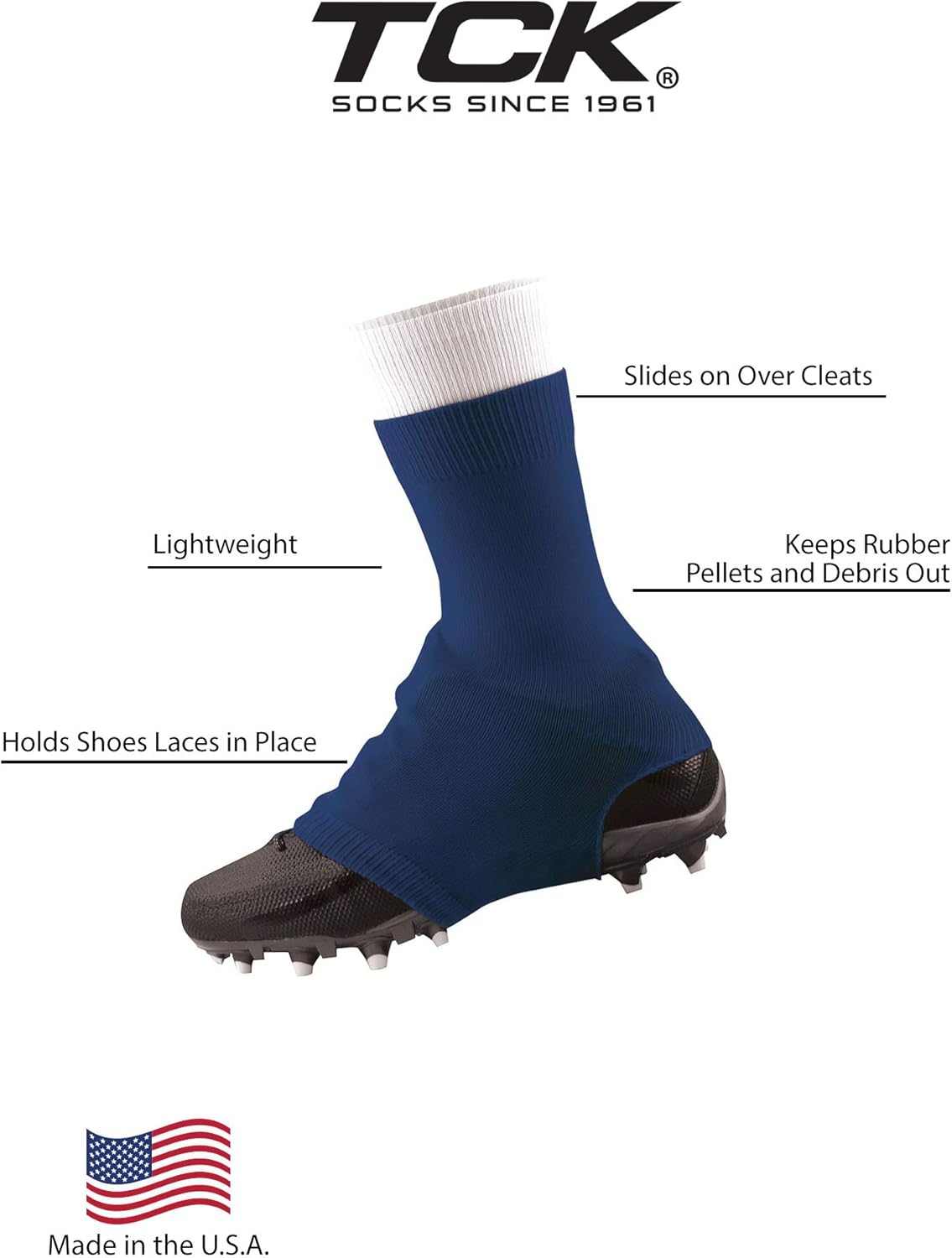 TCK Football Spat Cleat Covers - Lace Covers Youth and Adult Sizes for Boys Girls Men Women Soccer