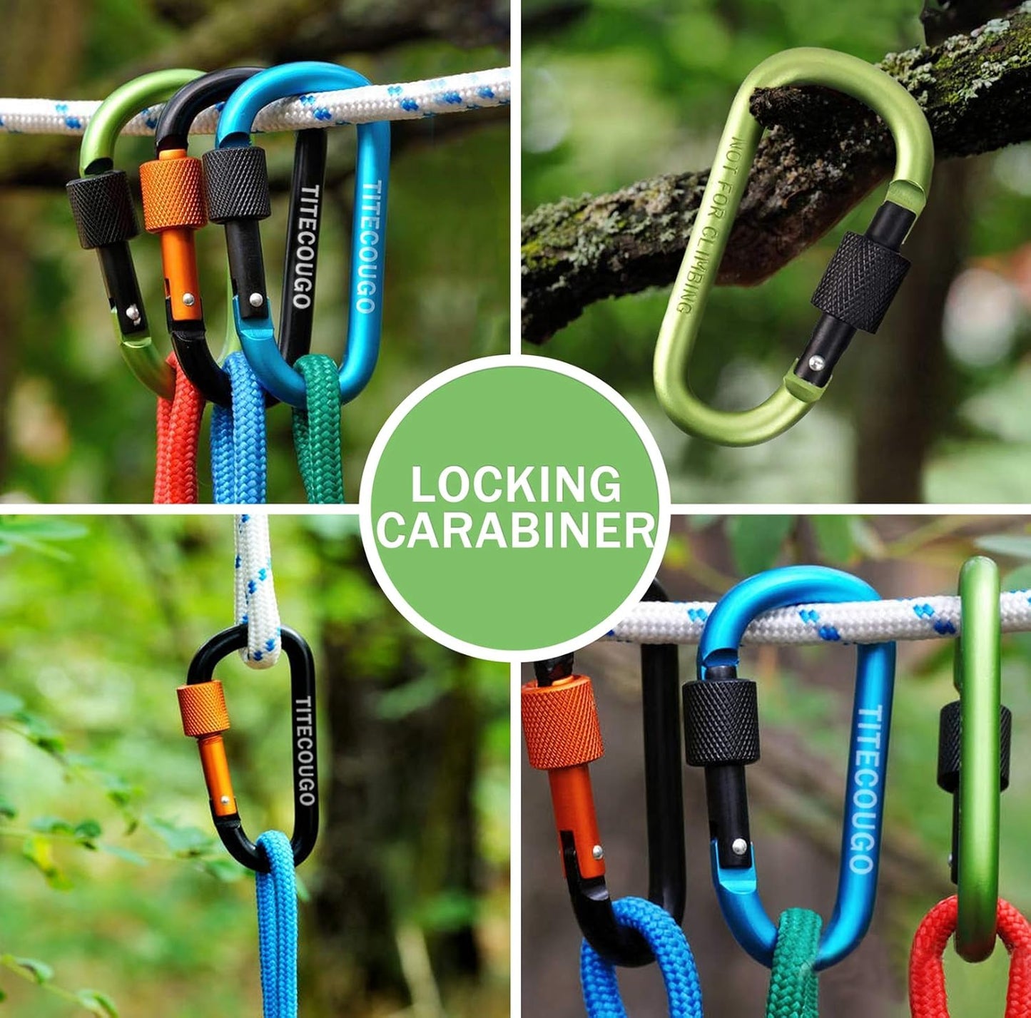 TITECOUGO Aluminum Alloy D-Ring Carabiner Key Chain Clip Hook for Camping Hiking Backpacking Outdoor Not for Climbing