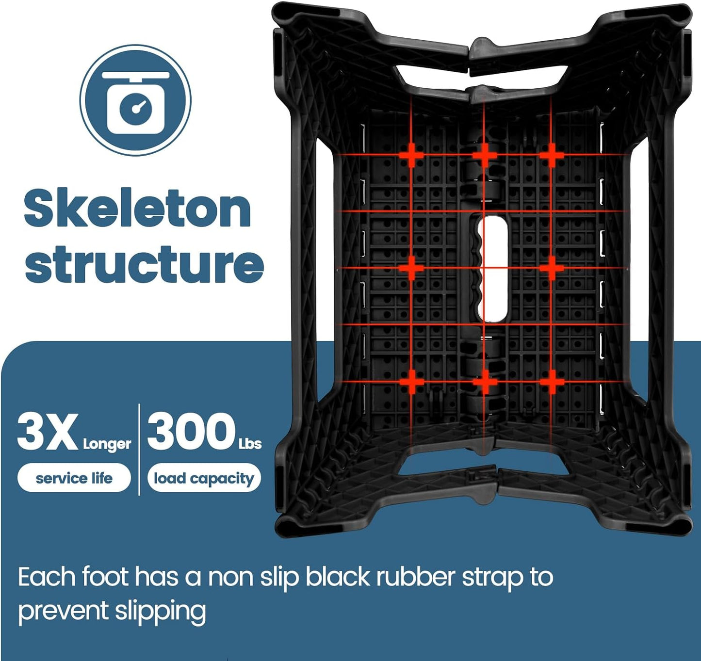 ACSTEP Folding Step Stool Foldable Stool 7.5 Inch Height Kids Step Stool, 300 lb Capacity Plastic Collapsible Stool, Stepping Stool with Handle Black Small Step Stool, Foot Stool Suitable for Kitchen