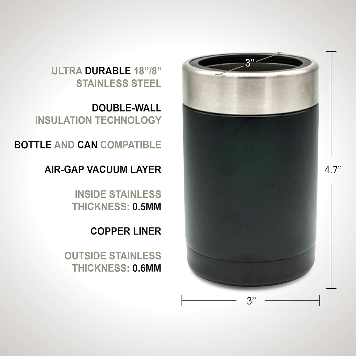 Tahoe Trails 12 oz Stainless Steel Double Wall Vacuum Insulated Can Cooler (Blue)