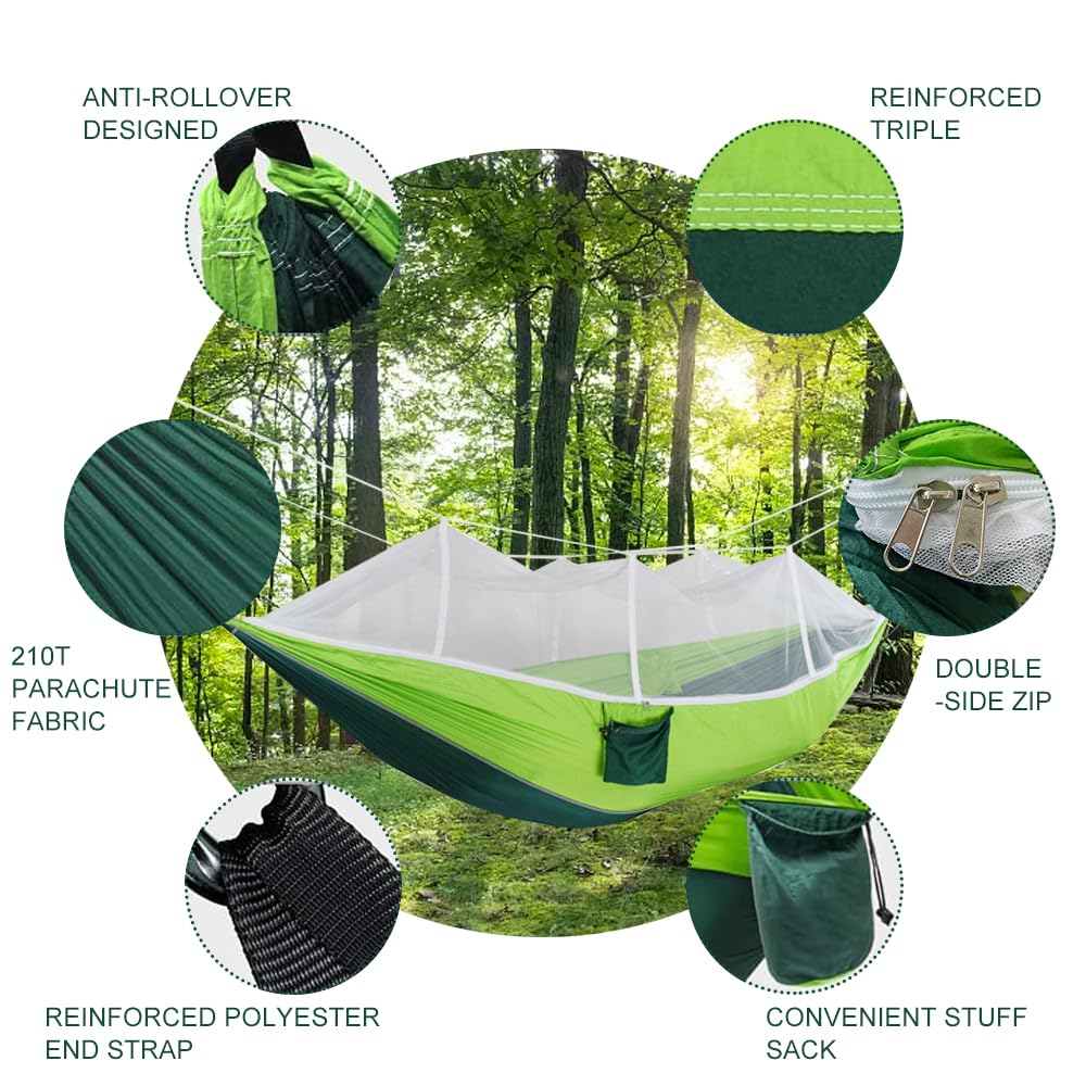 FYeang Camping Hammock, Lightweight Portable Hammock with Mosquito Net,Hammock with Bug Net,Tree Hammocks for Outside,Travel Hammock,Hammock Camping for Traveling Hiking