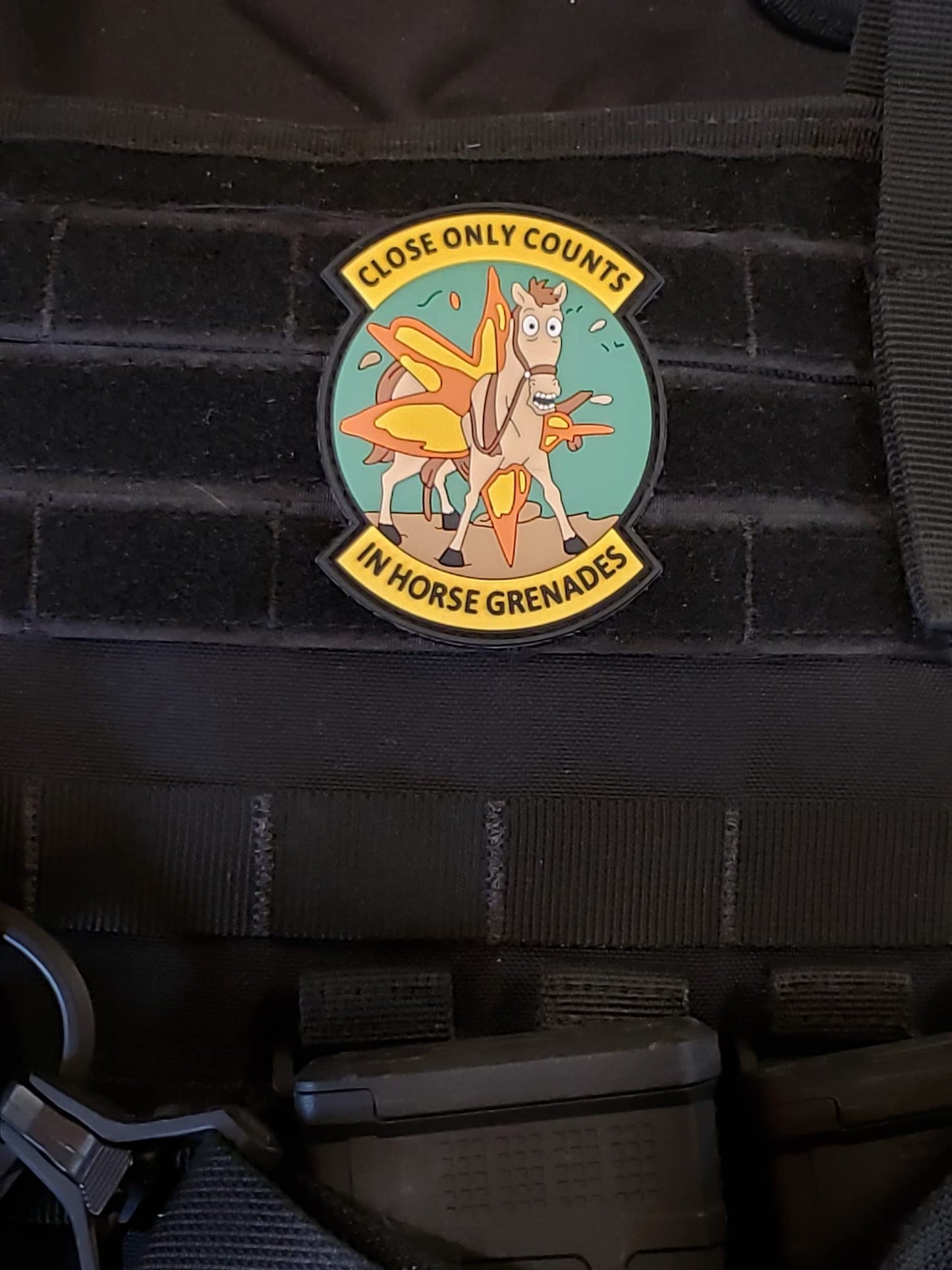 Close Only Counts in Horseshoes and Hand Grenades Funny Tactical Morale Patch for Police Military and Airsoft