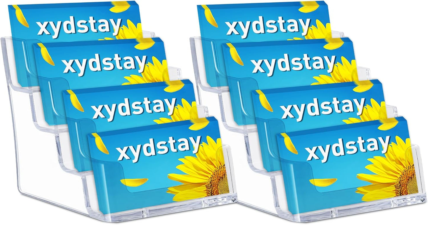 Acrylic Business Card Holder for Desk,4-Tier Clear Plastic Display Stand with 8 Pockets, Holds 400 Cards,ldeal for Office & Workspace Organization