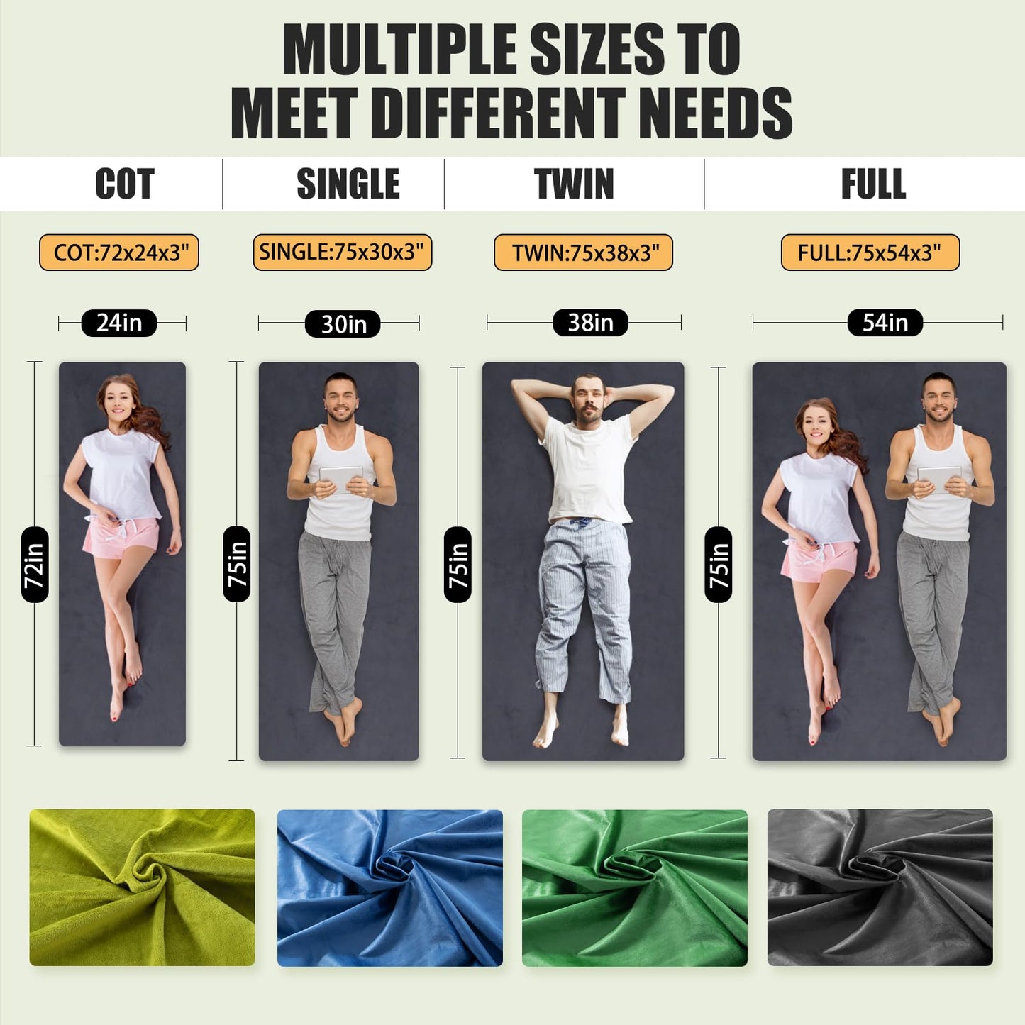 Aodisman 3 Inch Thick Memory Foam Sleeping Pad Camping Mattress,Portable Roll up Mattress-Car/Tent/Cot/Floor,Comfortable Sleeping Mats for Guests Adult Sleepover