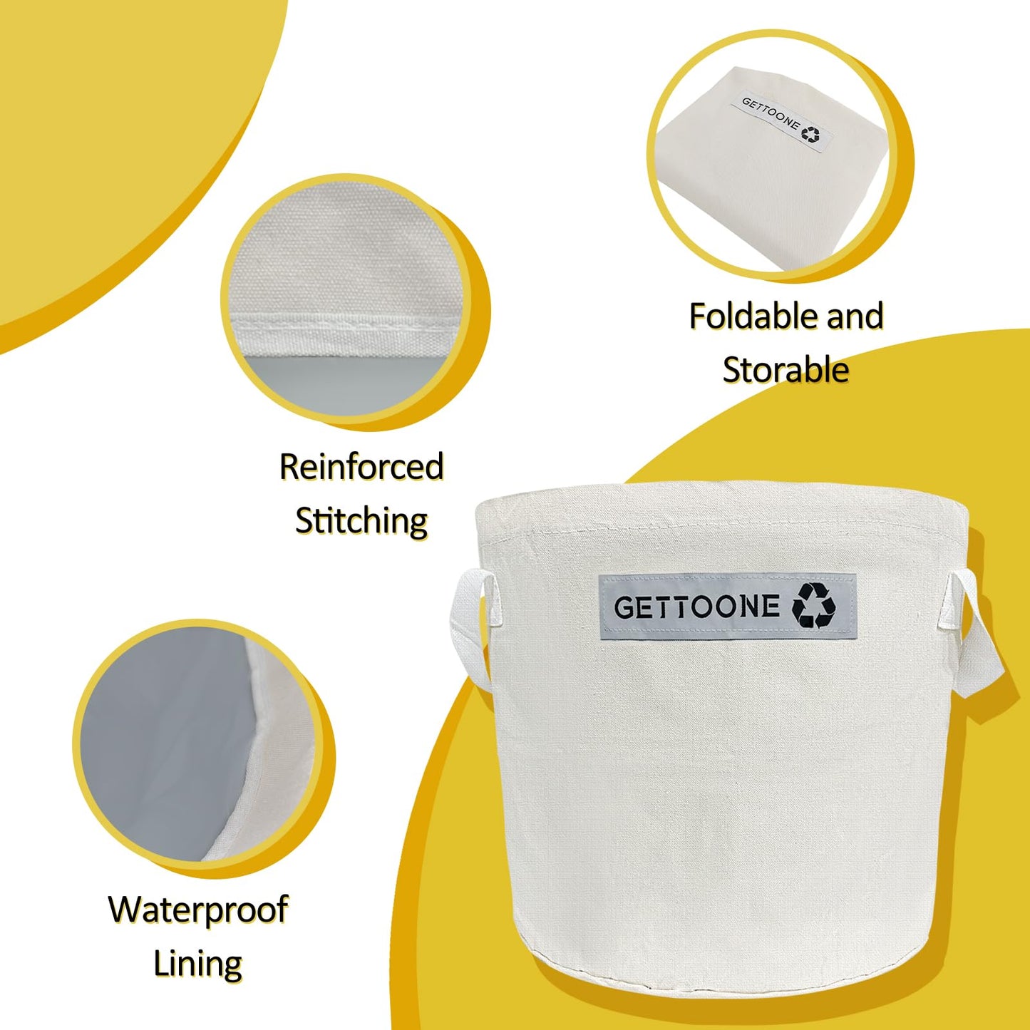 GETTOONE Collapsible Ice Bucket for Drinks, White Party Cooler with Insulated Lining & Carry Handles, Portable Folding Champagne Wine Beer Bucket for Indoor Outdoor Event (M)