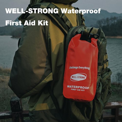 WELL-STRONG Waterproof Marine First Aid Kit 210Pcs - Emergency Boat Safety Supplies for Fishing, Kayaking with Roll Top Design