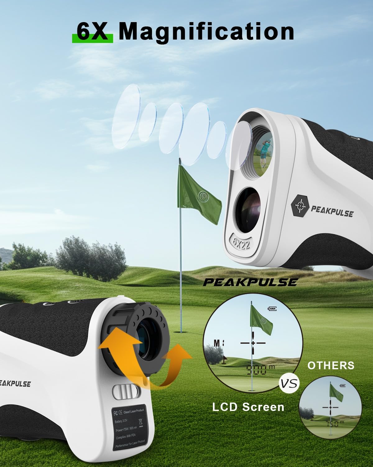 Golf Rangefinder 650/1200/1700 Yards Range Finder Golfing 6X Magnification 0.5 Yard Accuracy Flag Pin Lock Vibration Fast Focus