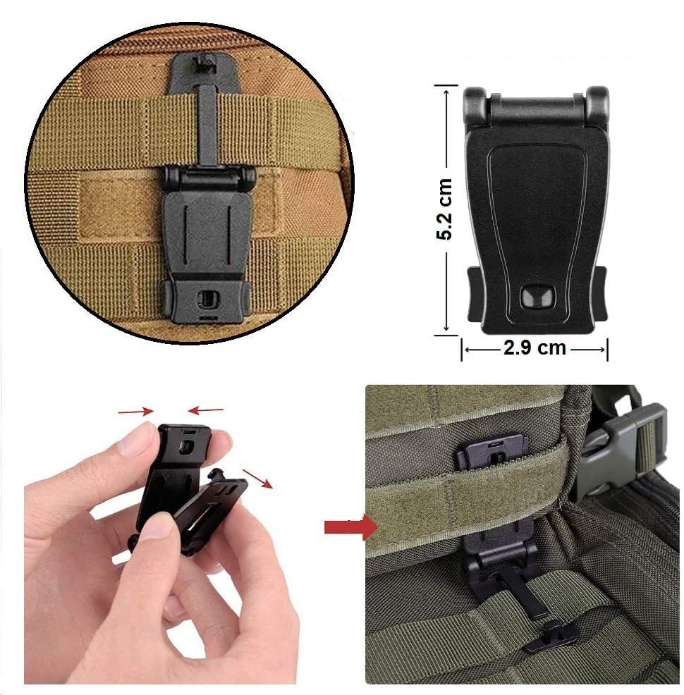 ZCZQC 10pcs MOLLE Clip Tactical Strap Management Tool Web Dominator Buckle Fits 1 Inch/25mm Webbing for Tactical Bag, Backpack for Hiking, Fishing, Camping, Traveling, Black