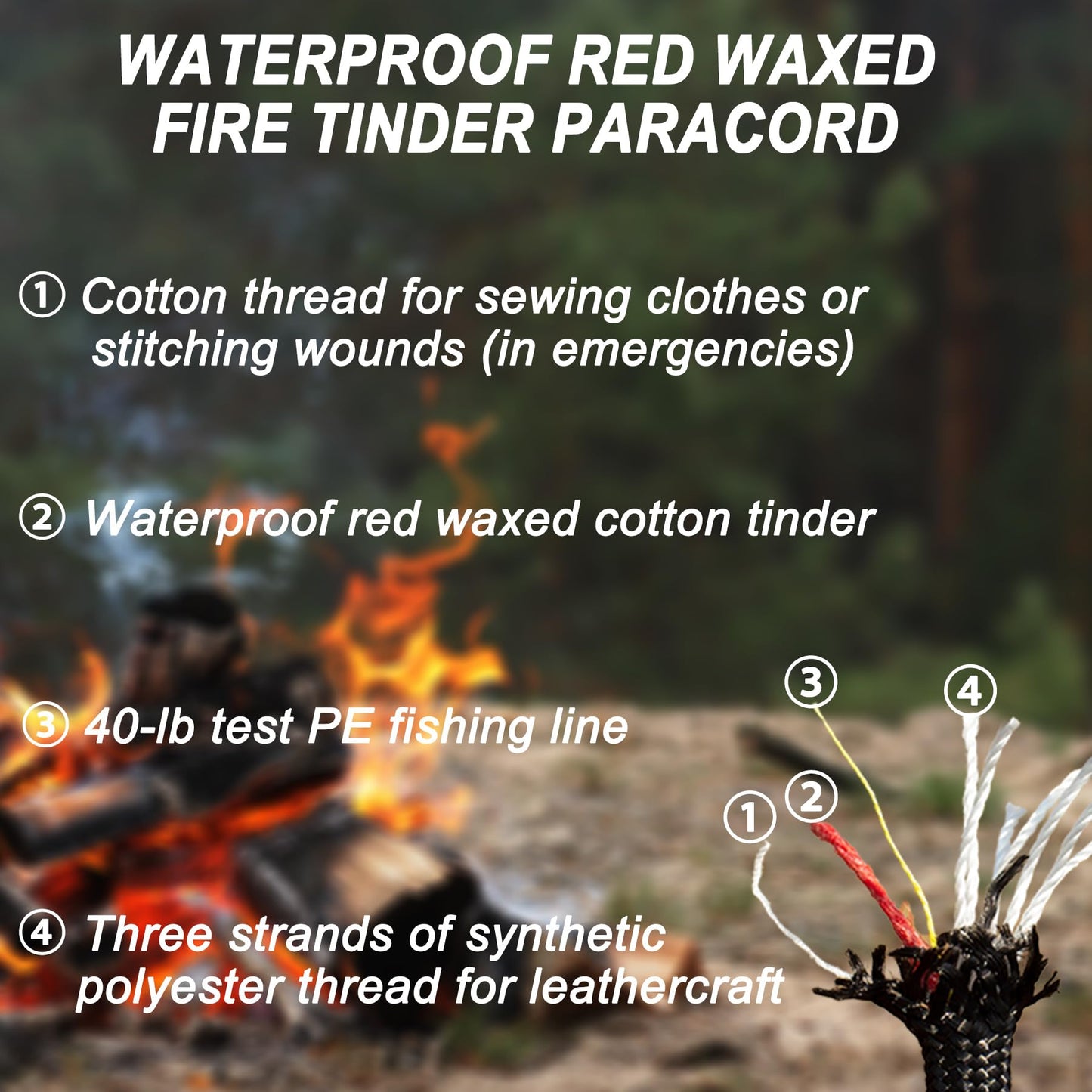 Fire Starter, Traditional Magnesium Ferro Rod, 20,000+ Strikes, Beech Handle, Survival Igniter with Neck Waxed Fire Tinder Paracord (28inch) & 6-in-1 Multi-Tool Striker-2 Packs