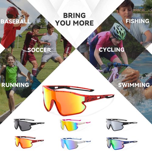 MARIDA Youth Sports Sunglasses for Boys Girls, UV400 Protection Football Shades Outdoors Indoors