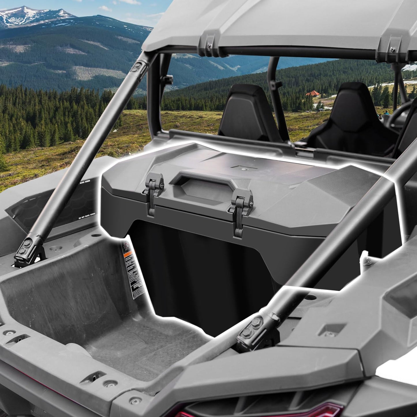 A & UTV PRO 82 QT UTV Rear Cargo Box for 2024 2025 Polaris RZR XP 1000 Accessories, Water Resistant Cargo Storage Bin with Two Lockable Latches for Polaris RZR XP 1000/ XP 4 1000, Replace OEM #2889611