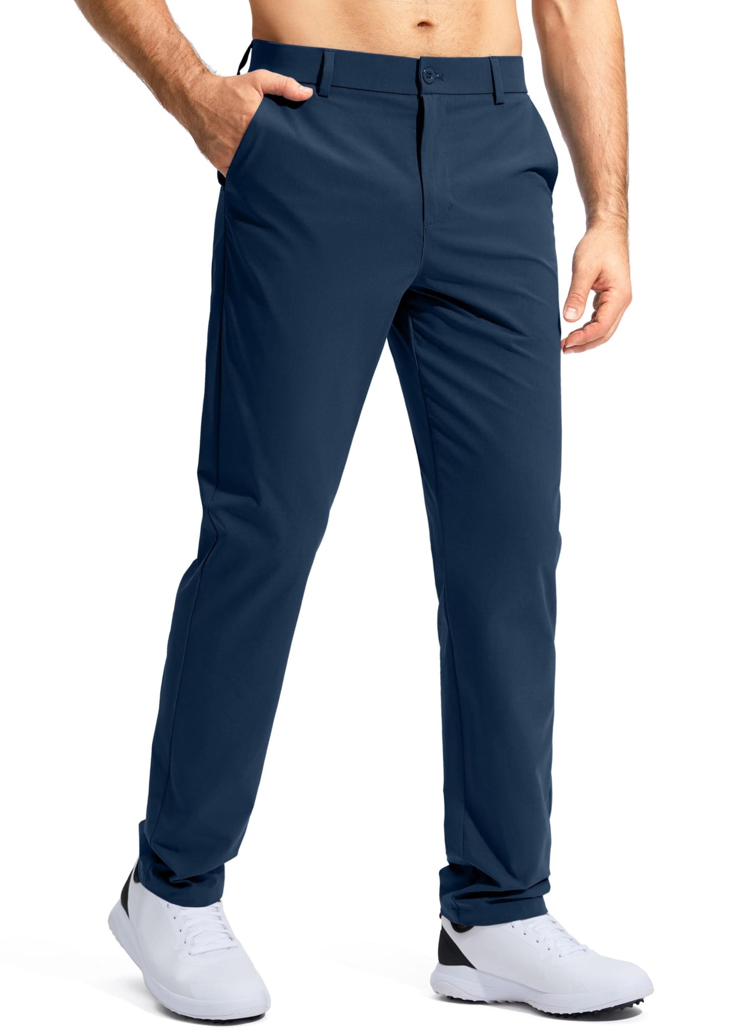 Pudolla Dress Pants for Men Golf Pants Stretch Work Dress Comfy Pants 30 Lightweight Quick Dry Casual Slacks Trousers(Navy 33Wx30L)