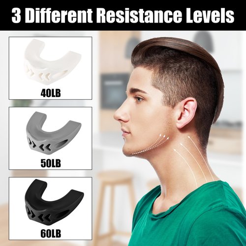 XIHIRCD 3pcs Silicone Jaw Exerciser, Jaw Trainer Chin Exerciser for Men & Women with 3 Resistance Levels Jaw Trainer Facial Exerciser for Beginner Intermediate Advanced Users (3 Colors)