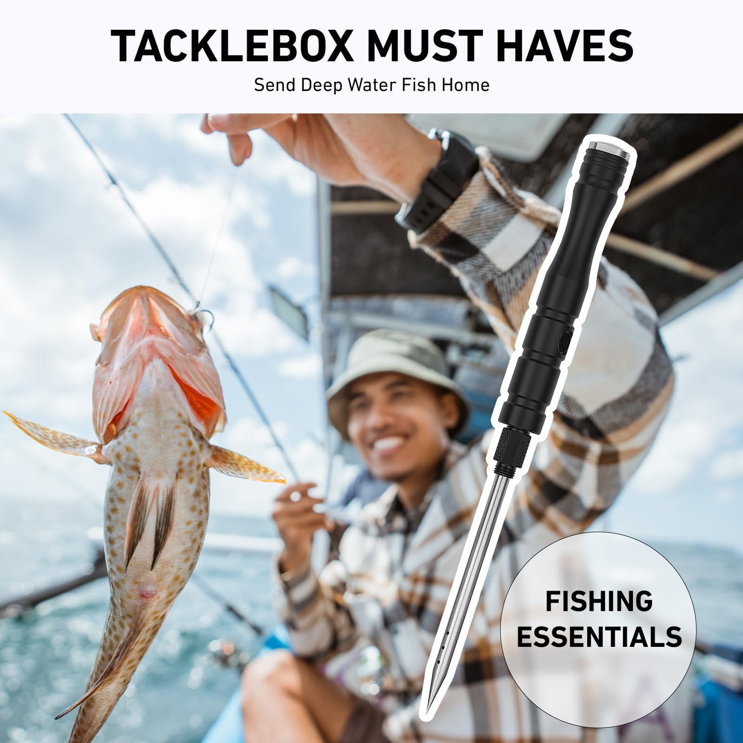 GOLDEN J Combination Fish Venting Tool Saltwater Fishing, Hidden Storage,Used to Vent Deep Sea Fish, Releasing Pressure and Allowing The Fish to Return to The Sea, an Essential Tool for The Angler