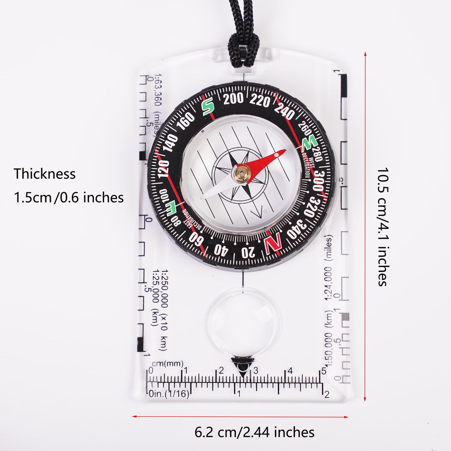 4 Pcs Outdoor Compass with Adjustable Declination,Magnifier,Ruler,Scale. Multifunctional Orienteering Waterproof Compass for Map Reading, Navigation, Hiking (Transparent+Blue+Green+Orange)