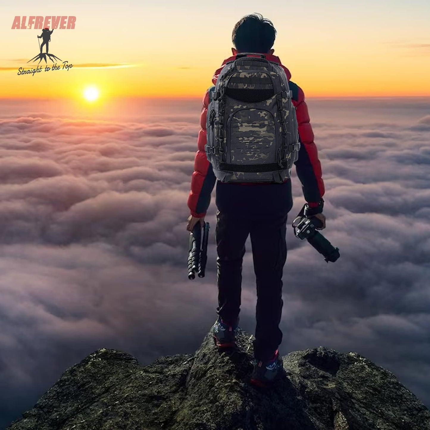 ALFREVER 38L Military Tactical Backpack Pack Bag|Army Backpacks|Large Camping Hiking Rucksack Daypack for Outdoor Women Man