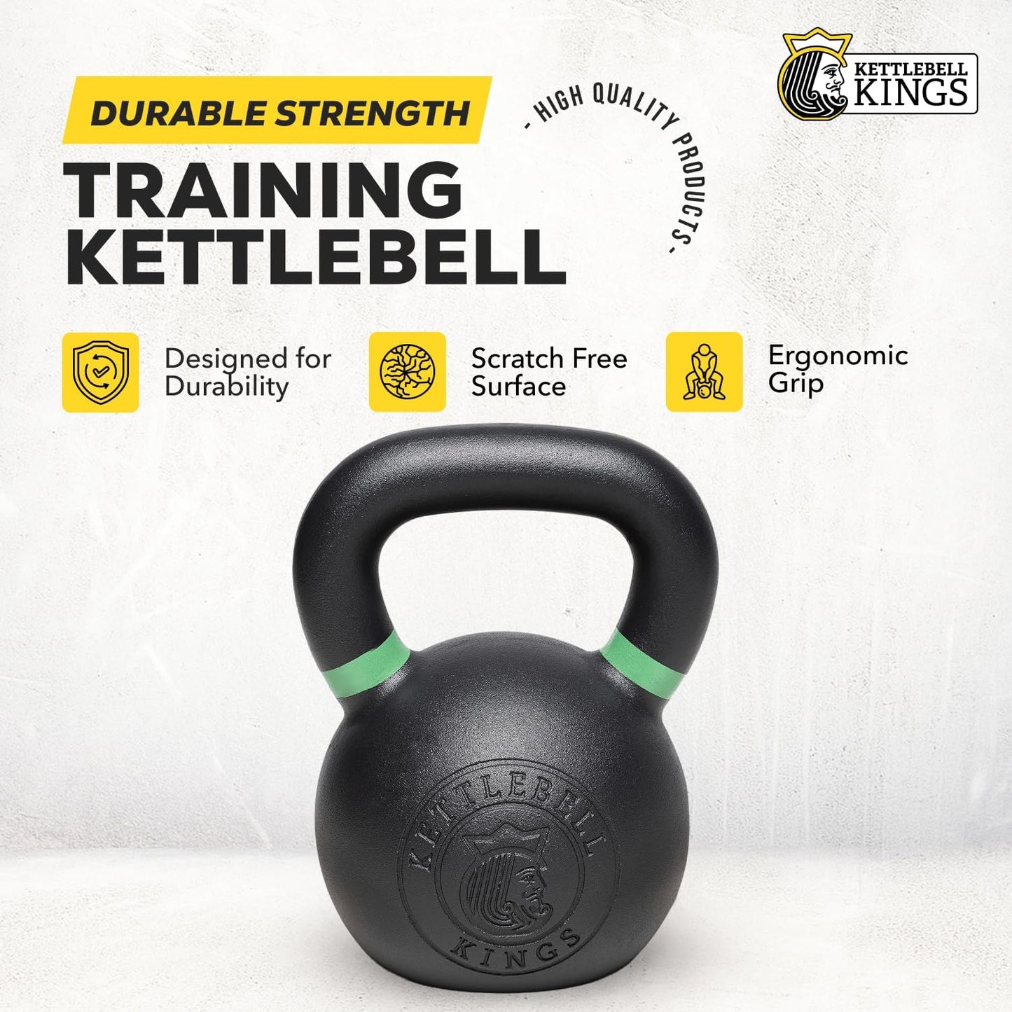 Powder Coated Kettlebell Weights 5-90 LB | Durable Gym Equipment for Strength Training