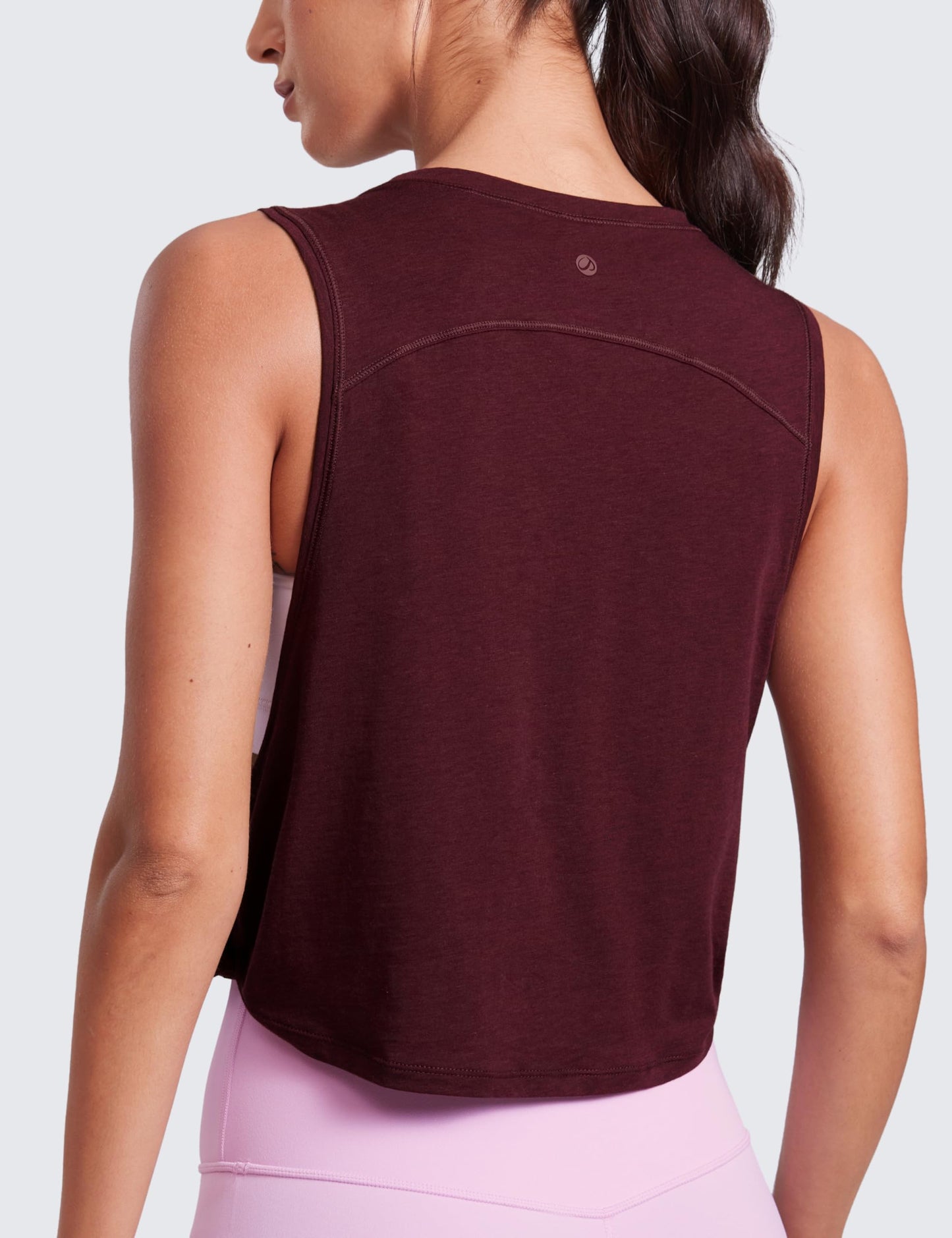 CRZ YOGA Women's Sleeveless Cotton Blend Athletic Tank Top for Yoga Gym Running Workout Berry Heather Small