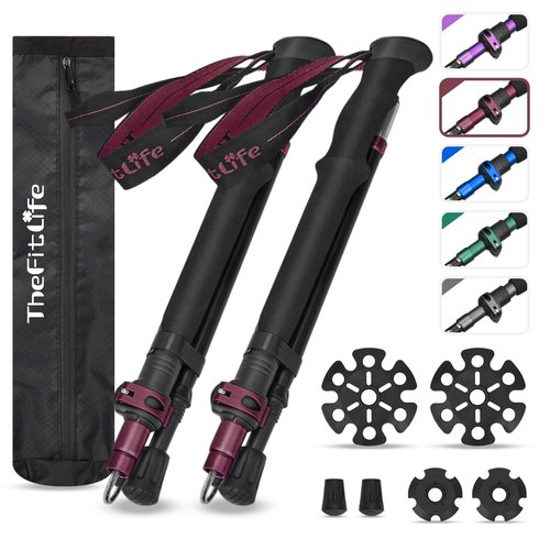 TheFitLife Anti Shock Trekking Poles + Folding Poles Aluminum
