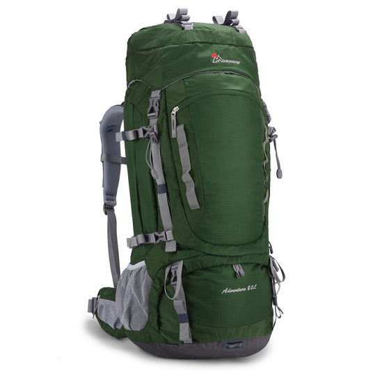 MOUNTAINTOP 80L Internal Frame Backpack for Man & Women Backpacking Hiking Backpack with Rain Cover,Dark Green