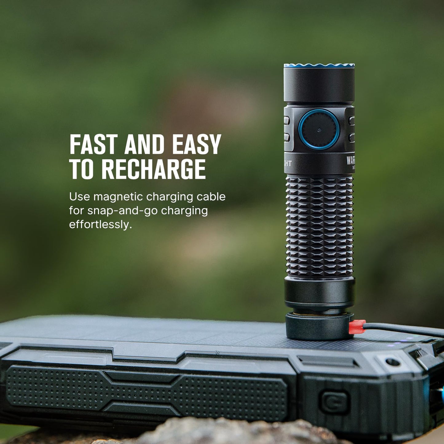 OLIGHT Warrior Nano Tactical Flashlight, 1200 Lumens Rechargeable LED Light with MCC Charger, Dual Switches EDC Light for Emergency, Outdoors and Camping (Black)