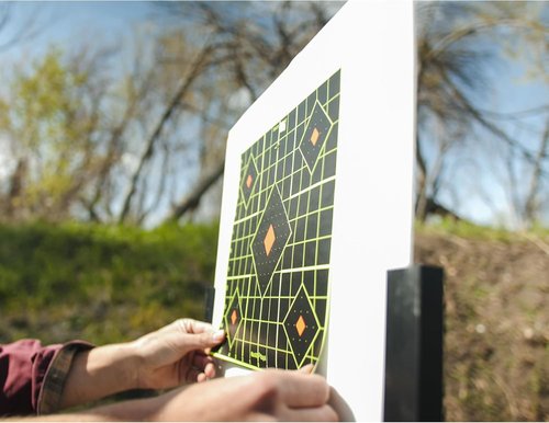 Birchwood Casey Shoot-N-C 12" Self-Adhesive Reactive Targets - Instant Feedback Shooting Stickers with Repair Pasters (12 Targets, 144 Pasters)