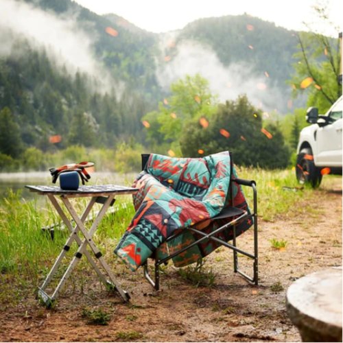 Rumpl Original Puffy Blanket - Warm, Water-Resistant Camping Blanket with 100% Recycled Synthetic Insulation, 52"x75", Original Puffy V1, Forest Cabin