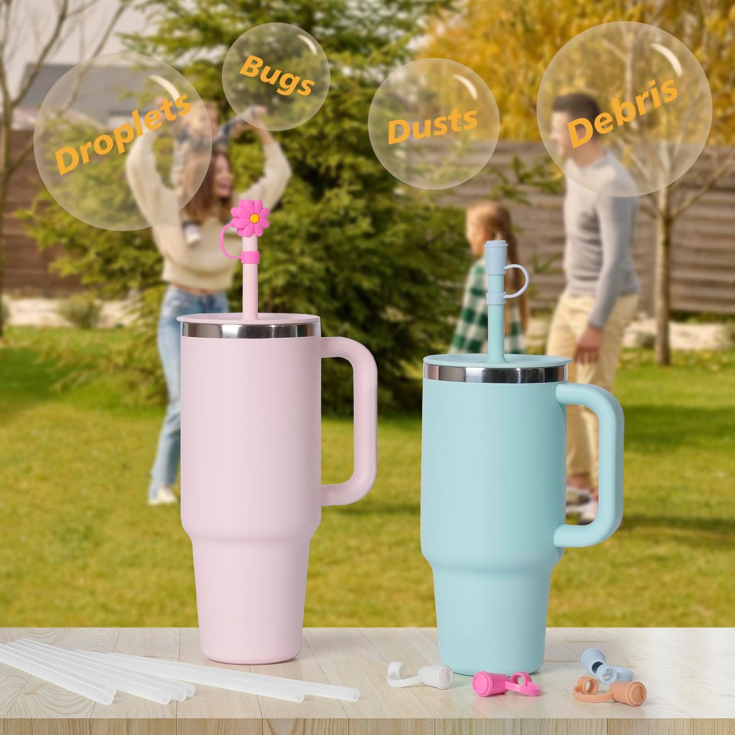 6 PCS Straw Cap for HydroFlask Tumbler 32 oz & 40 oz, 0.4 in Silicone Straws Topper for Hydro Flask Press-in Lid, Dust Proof