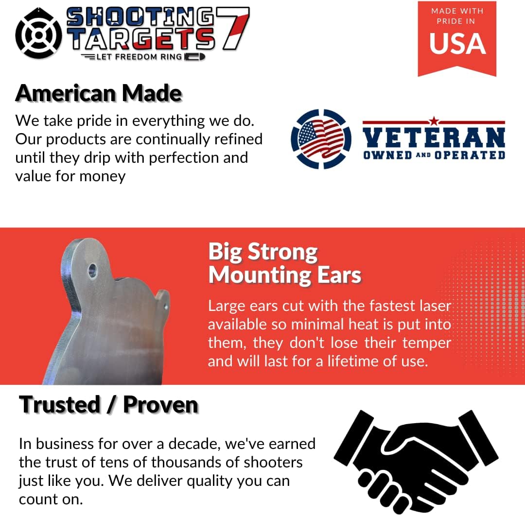 AR500 Steel Targets for Shooting 9mm Targets Pistol Targets Handgun Targets - 1/4 inch AR500 Steel Laser Cut Zinc Plated Certified A Steel Gong Targets - 9mm Steel Targets - Steel Pistol Targets