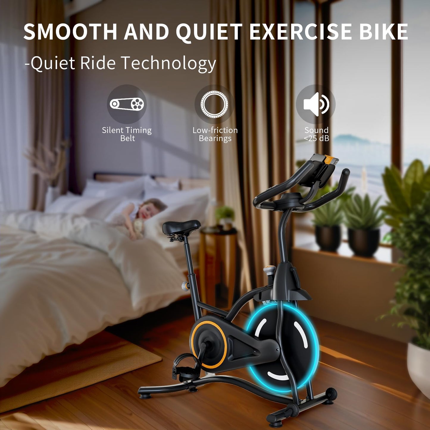 Exercise Bike,Stationary Bikes for Home,Adjustable Workout Bike, Professional Exercise Bikes for Home, Efficient Workout Bike with Smartphone Mount & Digital Pulse Display