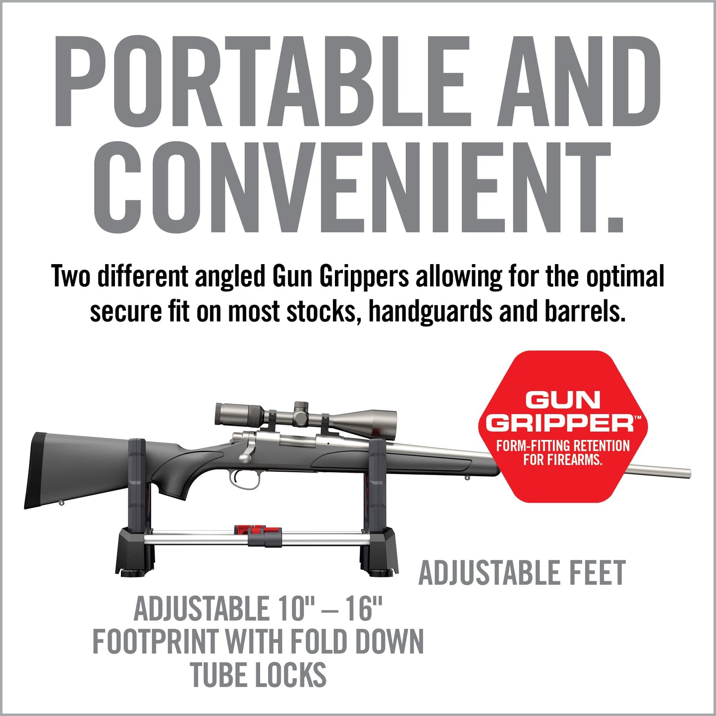 Real Avid Speed Stand | Collapsible Design, Adjustable 10" - 16" Stand for Cleaning & Maintenance | Compact, Portable Range Stand | Lightweight Vise Perfect for Hunting Rifles & Shotguns,Red