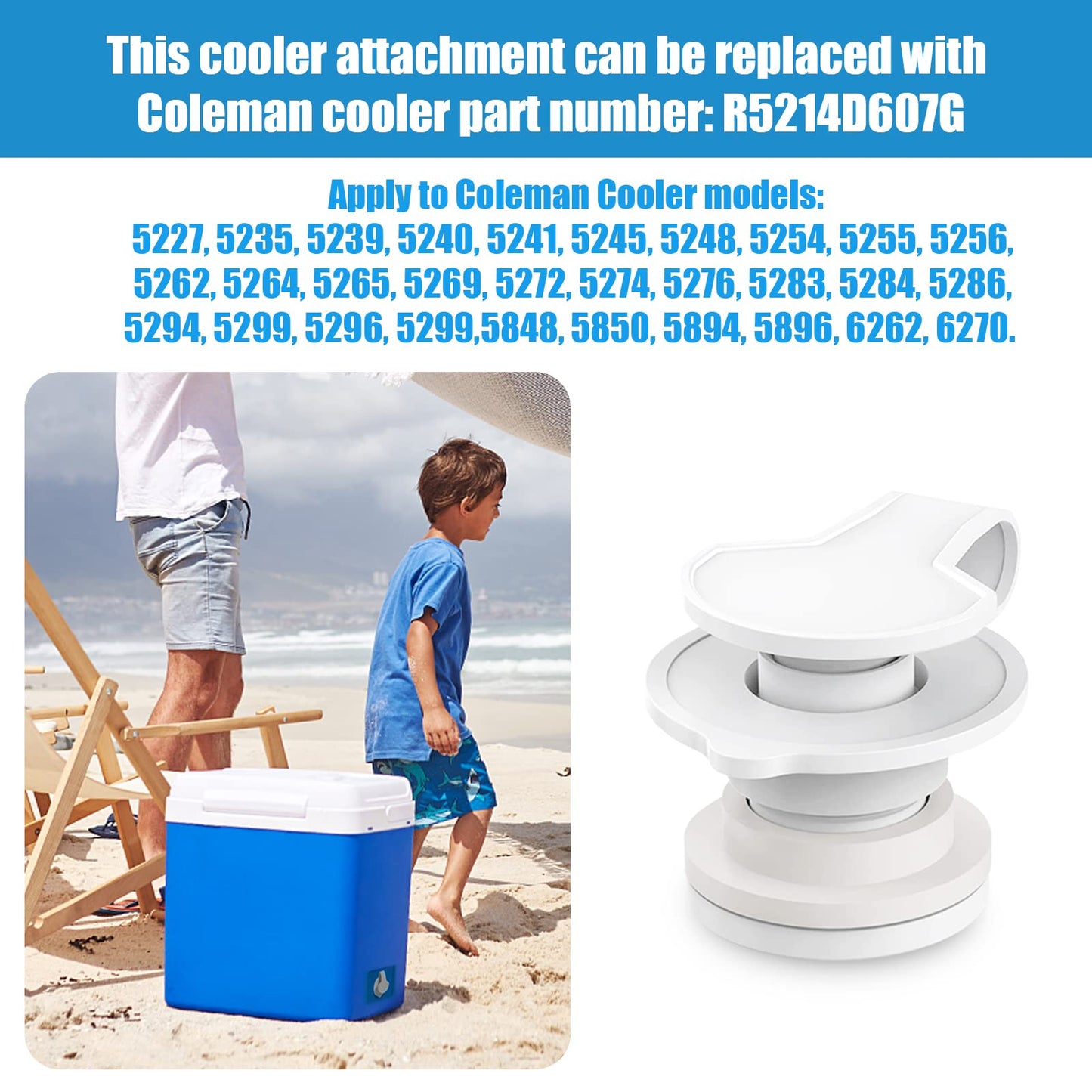 Adabuing Cooler Standard Drain Plug Assembly Replacement for Coleman Coolers Parts 1" Shaft Length, Part Number: R5214D607G